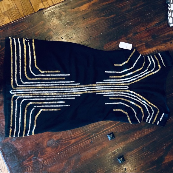 Basix Black Label Black Embellished Mini Dress NWT - Picture 2 of 8